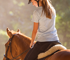 girl riding on horse on warm sunny day